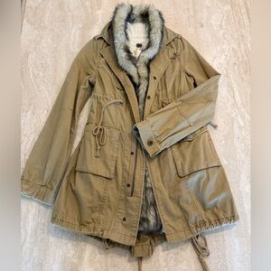 Free people faux fur utility jacket- removable fur